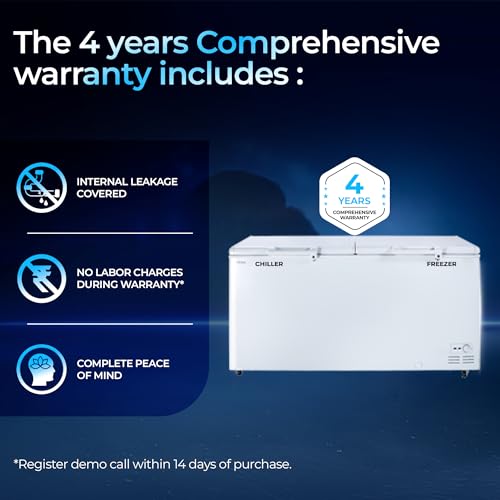 Image of Haier HFC-550CPW, Double Door Combo Freezer (Half Cooler & Half Freezer Combo), Freeze & Chill together, Dual Condenser, Metal liner & 4 Years Comprehensive Warranty (White)