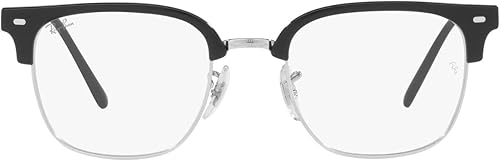 Ray-Ban Unisex RX7216F Clubmaster Low Bridge Fit Square - Montura para gafas graduadas, color negro sobre lente de demostración, 2.087 in