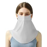 xbuk Maschera solare senza tracce, maschera estiva sottile traspirante per la protezione del viso, maschera solare per il viso con passanti per le orecchie sciarpa per le donne, grigio, Taglia unica