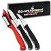 Schwertkrone Set di coltelli da cucina, coltello per verdure affilato e spelucchino dritto/curvo, pelapatate rosso.