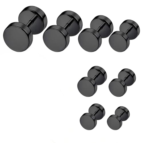 8 Paar Schwarze Ohrstecker,Ohrringe Männer,Fake Plug,Ohrringe Herren,Mode Earrings Men,Multifunktional Titanlegierung Material,Geeignet Für Damen Und Herren Modische Hypoallergene ohrringe (3mm -10mm)