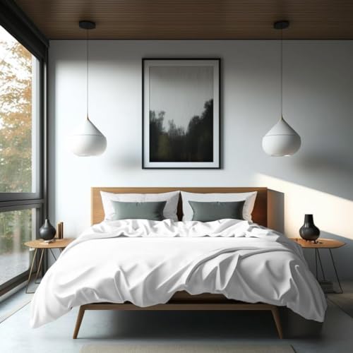 Bamboo Bay White Duvet Cover Queen Size Set, 100% Viscose Made from Bamboo Duvet Cover Set, Cooling 3-Piece with Button Closure & Corner Ties – 90x90 Inches and 2 Pillowcases