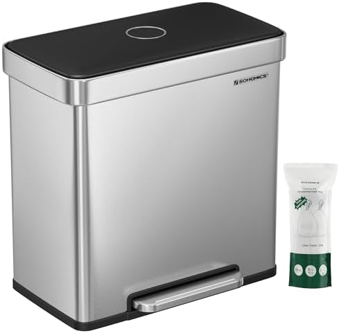 Songmics Selective Tri Kosz na Śmieci, Srebrny, 2 x 30 l