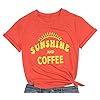 JINTING Sunshine Tshirts Funny Summer Graphic Tee Shirts for Women Letter Print Funny Coffee Tee Shirts Tops (Large, Orange Red)