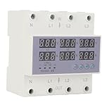 Digital 3 Phase Energy Meter, 1-63A AC 390‑500V DIN Rail Voltmeter Ammeter Power Meter, LCD Display Power Consumption Electric Meter for Electricity Usage Monitoring, Voltage & Current(63A)