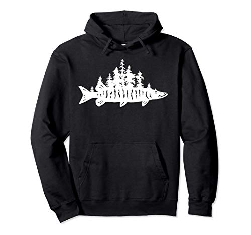 Musky Fishing - Muskie Forest Treeline Fisherman Gift Pullover Hoodie