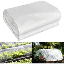 12x25 Ft Clear Plastic Floating Row Cover Freeze Protection, 2.4 Mil Polyethylene Plant Cover for Farm, Vegetable, Garden Beds, Greenhouse Plastic Sheeting for Frost Rain Snow Wind Against