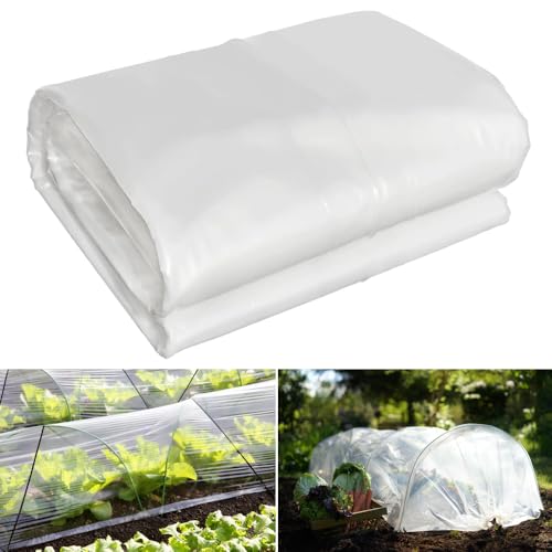Vocray 6.5x6.5 Ft Clear Plastic Floating Row Cover Freeze Protection, 2.4 Mil Polyethylene Plant Cover for Farm, Vegetable, Garden Beds, Greenhouse Plastic Sheeting for Frost Rain Snow Wind Against