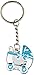 Bomboniera, portachiavi ciondolo forma carrozzina azzurro/argento cod 1110