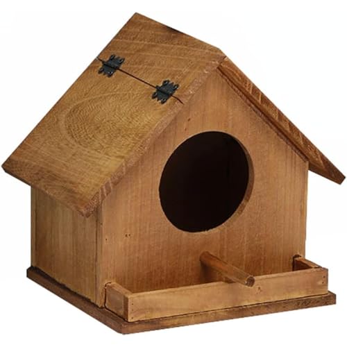 WQNB 野鳥用巣箱寝床 野鳥の餌台 木制 鳥小屋 動物用ハウス 木制 鳥の巣箱 鳥の巣 小鳥のツボ巣 ミニ木製の鳥の巣の家 鳥小屋 屋外 小動物用ハウス 隠れ家 小さ な鳥のためのハンギングバードハウス 家の装飾 親の贈り物 鳥用品 (ブラウン)