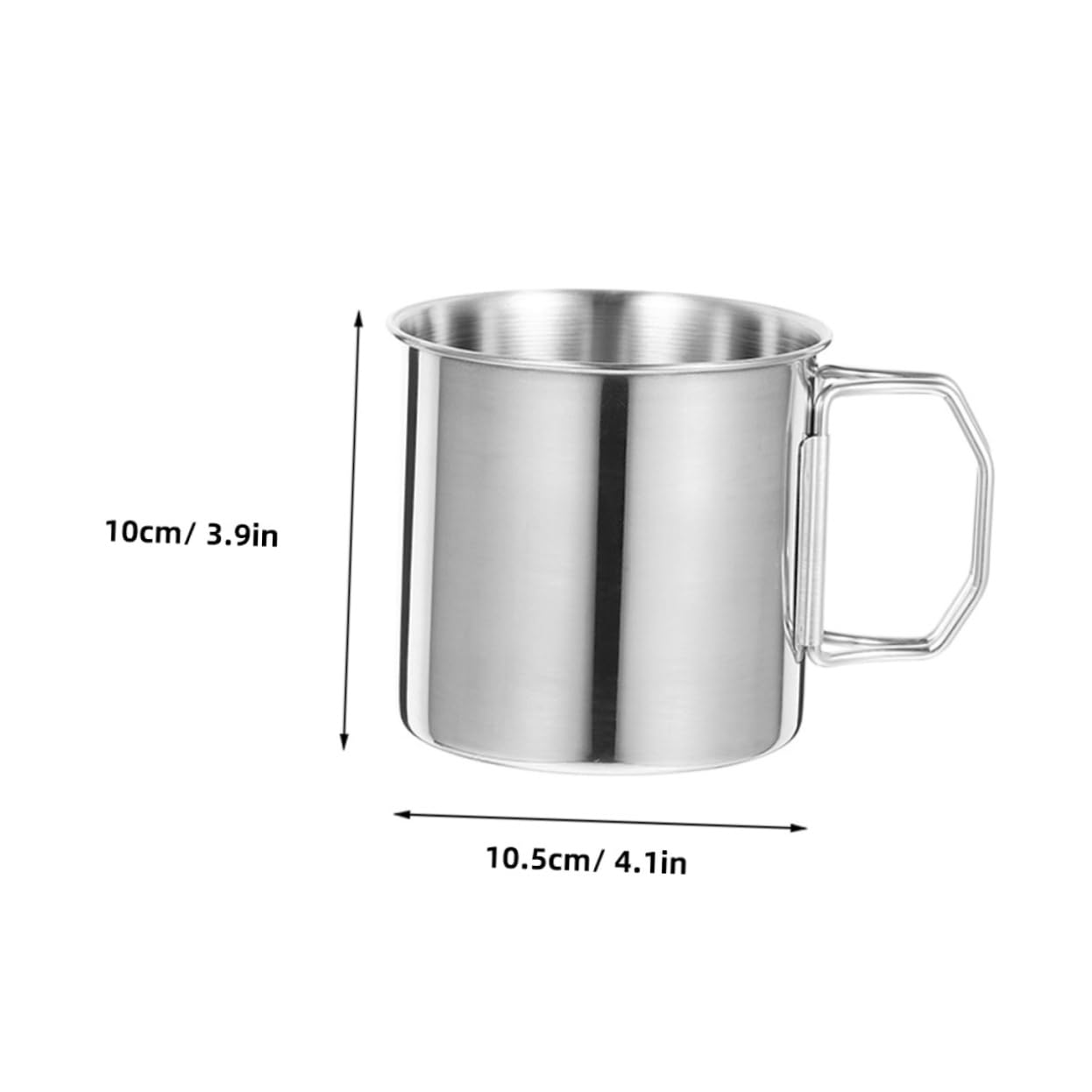 Taza para Beber con Asa Plegable 2 Piezas de Acero Inoxidable Plata