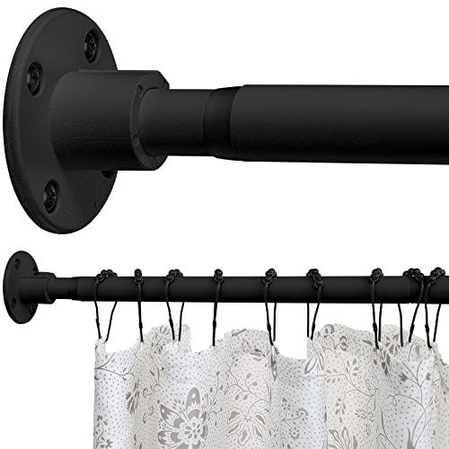 Shower Curtain Pole - Adjustable Frosted Shower Curtain Rods 74cm-127cm, Heavy Duty Shower Rods for Bathroom, Closet, Windows, Doorway, Bedrooms, Balcony, Patio and Laundry Room, Black