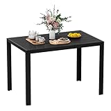 Amopatio Gartentisch Wetterfest 110×70 cm, WPC Balkontisch Aluminium, Rechteckiger Terrassentisch UV-beständig Gartenmöbel für Garten & Outdoor, Moderner Esstisch Schwarz-Schwarz
