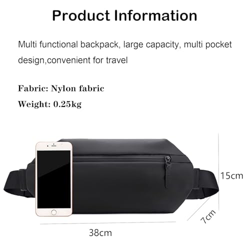 Sac banane imperméable noir avec 4 poches et porte-bouteille