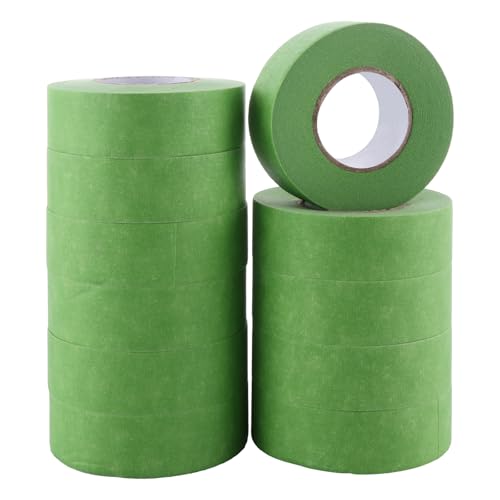 ASelected Lot de 12 rouleaux de ruban de masquage vert de qualité supérieure (25 mm x 30 m) pour peintres, décorateurs, bricolage, peinture, bureau, maison, travaux manuels et plus encore