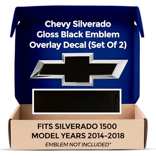 Chevy Silverado Black (Blackout) Grille Tailgate Bowtie Overlay Decals 2014-2018 Set of 2