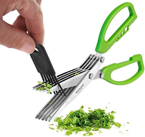 Westmark Herb Scissors With Cleaning Comb, 5 Pairs Of Blades, Blade Length: 20 Cm, Stainless Steel/Plastic, Colour: Silver/Green, 11752280