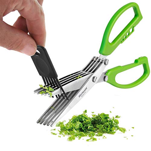Westmark Germany Stainless Steel 5-Blade Herb Scissors With Cleaning Comb (Green) #TOP5