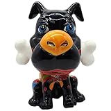 Talavera Pottery Store Dog Figure with Bone SM Hand Painted Indoor Outdoor Multi Colored Glazed