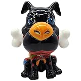 Talavera Pottery Store Dog Figure with Bone Hand Painted Indoor Outdoor Multi Colored Glazed