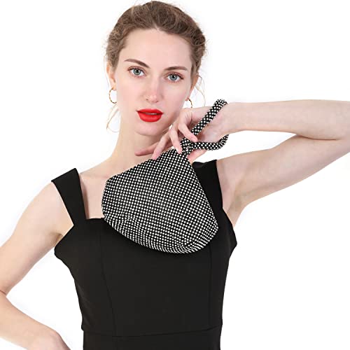 Image of Women's Evening Bag- Upgraded Larger Size Full Rhinestones Bling Wrist Clutch Purse for Party Wedding Date Night