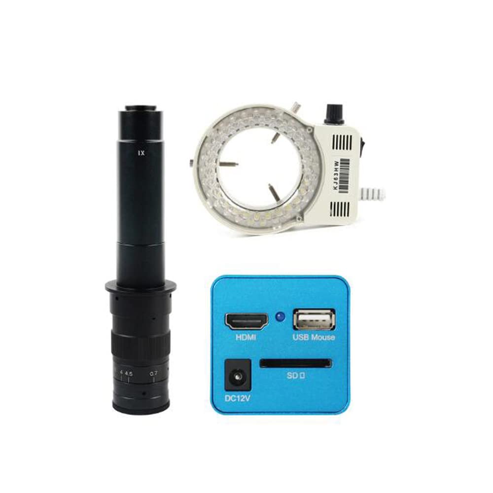 1080P Industrial Digital Video Microscopio Cámara SD Disco Grabadora de Video Cámara de medición 300X C-Mount Lens Whit 56-LED Anillo de luz Ajustable