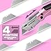WORKPRO Folding Utility Knife, Quick-Change Pink Box Cutter with Blade Storage Compartment Hidden in Lightweight Aluminum Die-cast Handle, 12 Extra Blades Included - Pink Ribbon