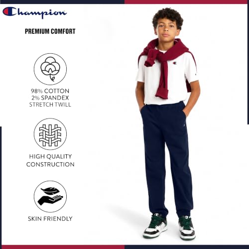 Champion Boys Regular Fit School Uniform Twill Jogger Pants Dark Navy - image 4