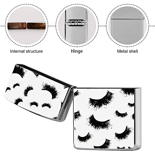 Watercolor Cosmetics Mascara False Eyelashes Art Sketch On White Custom Lighter Casing, Metal Lighter Housing, Reusable Lighter Case Cover, Lighter Box For Men Women Gift 2.2 X 1.5 X 0.5 Inch #TOP4