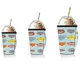 Zoo - Funda aislante caliente de neopreno con asa para tazas de café helado, con cabeza de león, para tazas de café con soda, 16 onzas