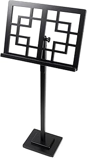 Soporte de madera ajustable para conciertos de estudio, soporte resistente para partituras con ángulo ajustable, color marrón (negro)