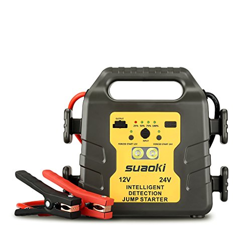 Suaoki G19S - 24000mAh jump starter, 1000A arrancador de coche 12v/24v batería identificación automática (USB Puerto, Sistema Protective para Coches,...