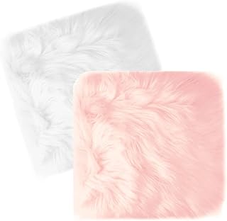 Qioly Pack of 2, Faux Fur Plush Cushion Fluffy Square Small Area Rug, Luxury Background for Small Items/ Jewelry/ Nail Art...