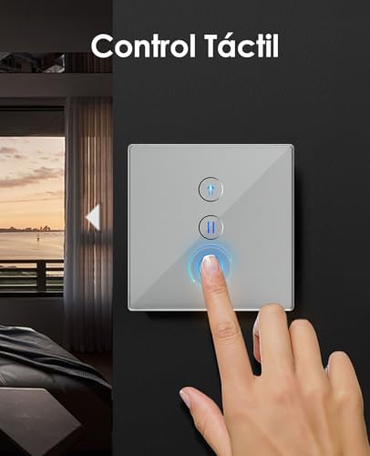 Allevoi Interruptor de Persiana Inteligente con control por Porcentaje, 80 * 80mm Interruptor de Persiana Wifi, Control por Voz Compatible con Alexa/Google Home/Smart Life, Requiere Cable Neutro - imagen 6