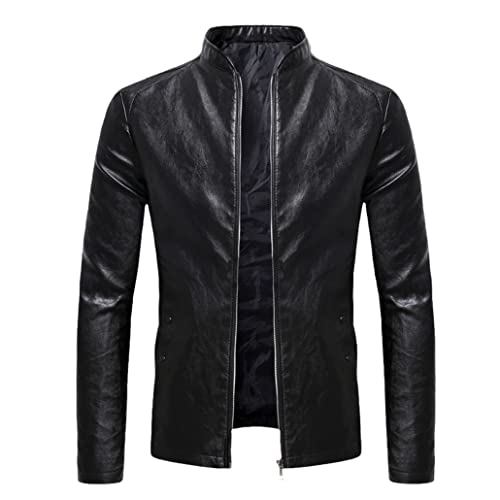 Veste coupe-vent homme keusyoi noire en cuir synthétique pour éliminer le froid léger