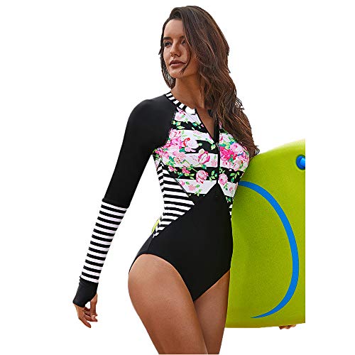 Maillot de bain une pièce à rayures vêtement de plage patchwork floral imprimé