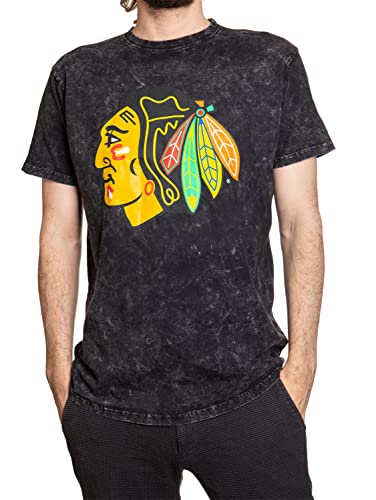 Calhoun NHL Surf & Skate Men's Garment Dyed Vintage T-Shirt (Chicago Blackhawks, X-Large)