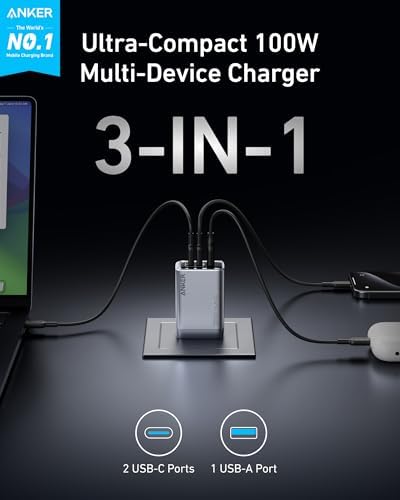 Anker Prime 100W 3‑Port GaN Compact Charger