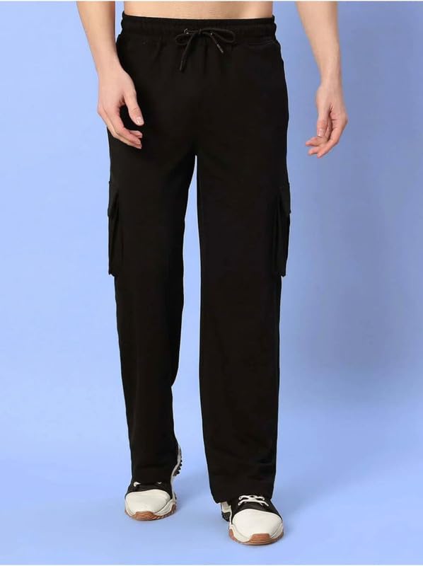 Image of Imsa Moda Light Fit Straight Fit Cargo Track Pant for Men | Lower for Men | Gym Trackpants