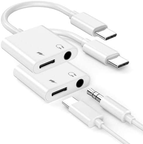 Headphone Adapter for iPhone 15 Pro Max, 2 Pack [MFi Certified] USB Type C to Aux Audio Jack Adapter with PD 60W Fast Charging Dongle for iPhone 15/15 Plus/15 Pro/15 Pro Max, iPad Pro, Galaxy S24/S23