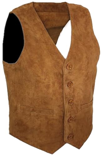 Western Cowboy Style Goat Suede Leather Waistcoat Vest2