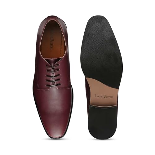 Image of LOUIS STITCH Men's Italian Leather Shoes Handmade Formal Lace Up Derbies for Men (RXPL)