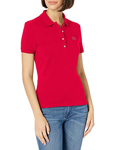 Lacoste Women's Classic Short Sleeve Slim Fit Stretch Pique Polo, imperial red, 2