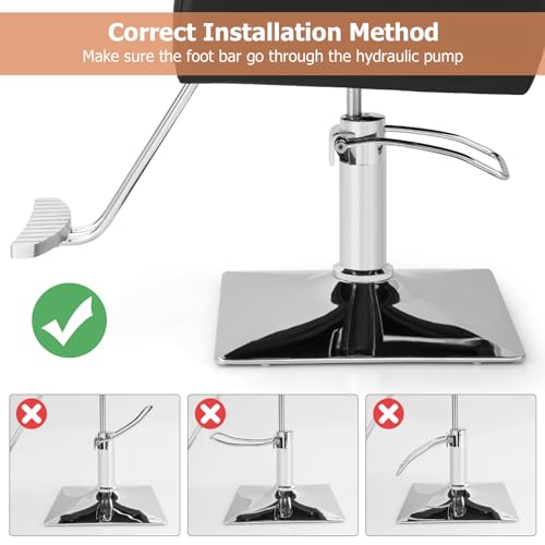 FANTASK Friseurstuhl Höhenverstellbar, Salonstuhl Drehbar mit Kopfstütze, Rückenlehne & Hydraulikpumpe, Frisörstuhl bis 150kg für Barbershop Salon, Schwarz