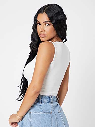 MakeMeChic Women's Casual Scoop Neck Rib Knit Sleeveless Tank Slim Crop Top - Image 3