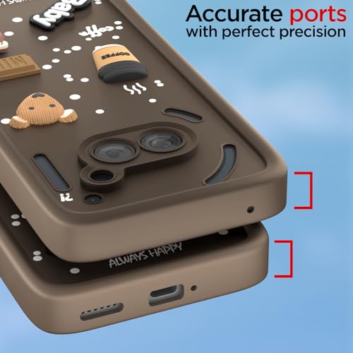 Image of Outlouders Back Cover for Nothing Phone 2A / Nothing Phone 2A Plus | 3D Cartoon Bear Cute Fun Silicone Full Body Protection Bumper Case (Brown)