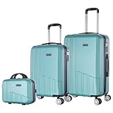 Mi Ko Mi Ka Conjunto de Maletas de Viaje Elegantes: Carcasa Ligera de ABS, Cerradura Numérica, 4 Ruedas Giratorias 360°, Asa Telescópica de Aluminio | Juego de 3 Maletas Trolley Maleta (2688, Verde)