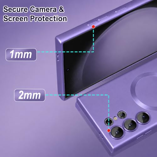Image of DIZORO Samsung S25 Ultra Case, Compatible with Mag Safe Back Cover, Matte Luxury Metallic Luster Flexible TPU Wireless Charging Shockproof Case with Camera Protector (Metallic Silver)