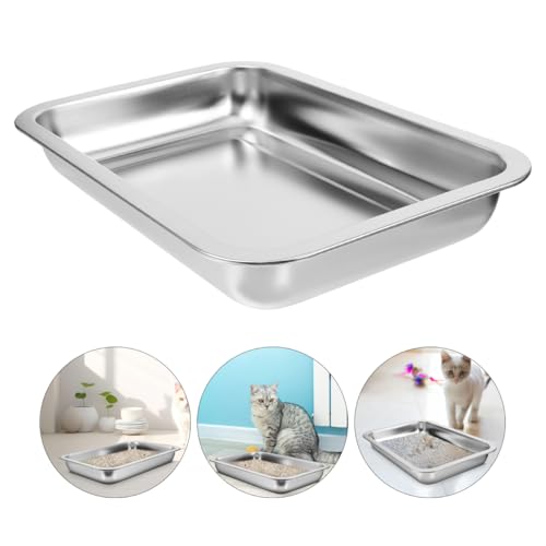 Arenero de acero inoxidable para gatos, tamaño pequeño miniatura 7
