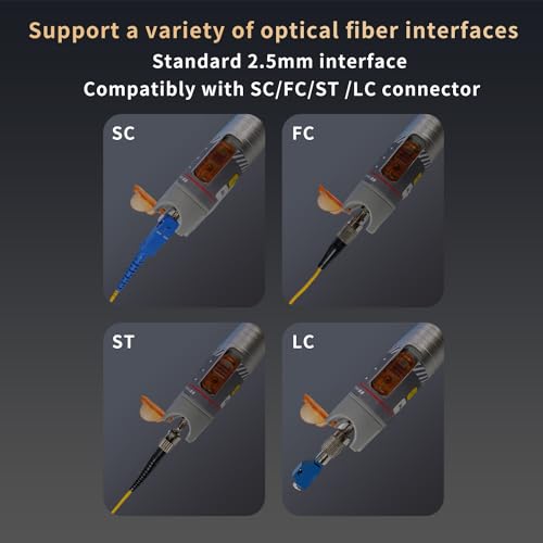 toolco 2er-Pack 50-km-Visueller Fehlerlokalisierer VFL - Glasfaser-Kabeltester mit LC/FC/SC/ST-Adapter, Testkit für Glasfasernetzwerkkabel mit Lichtquellentestern (Aluminium)